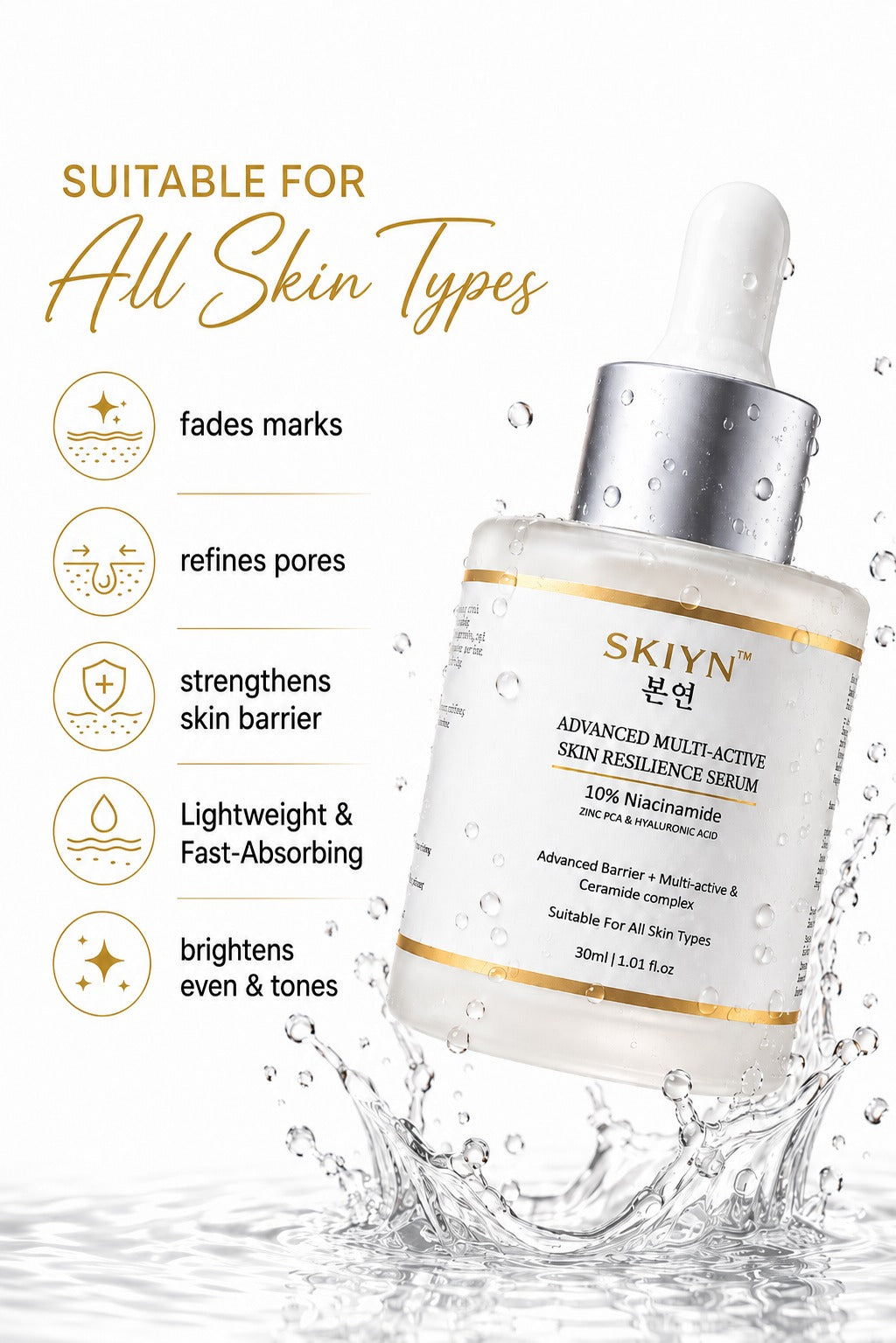 SKIYN 10% Niacinamide Serum with Zinc PCA & Hyaluronic Acid